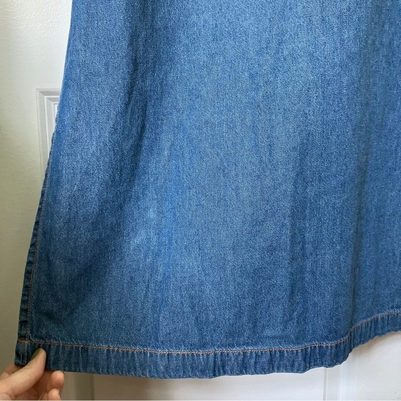 Vintage Vanity Fair Denim Floral  Embroidered V-neck Maxi Dress - Picture 8 of 10